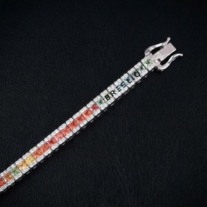 Bracelet tennis 5 mm en argent sterling 925 avec diamants multicolores cultivés en laboratoire, bijoux de luxe de créateur pour hommes, vente en gros - Product Image 3