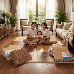 Alfombra de espuma EVA con diseño de madera de 60x60cm x 10mm – Suelo suave entrelazado para sala de estar y uso doméstico - Product Image 1