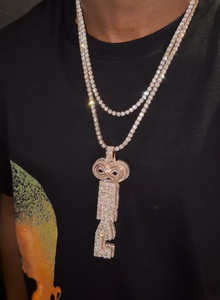 Colgante de Búho con Letra L, Estilo Hip Hop, para Hombre, Oro Sólido, Piedras de Moissanita con Corte Baguette, Joyería para Uso Diario, Engaste de Bisel - Product Image 5