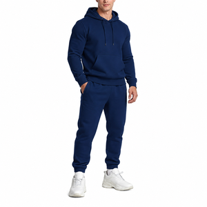 Conjunto Deportivo con Capucha para Hombre, Color Sólido, Algodón, Casual, Otoño, Sudadera Larga y Pantalones Deportivos con Cierre de Cordón - Product Image 5