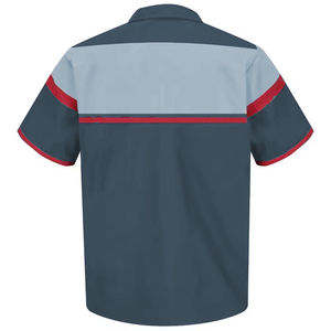Camisa de Trabajo de Manga Corta para Hombre, Cómoda, con Rayas, Transpirable, de Poliéster, con Botones - Product Image 3