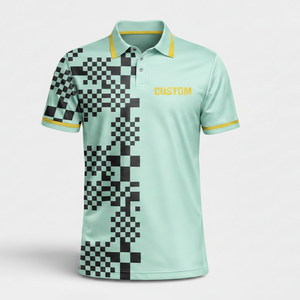 Camiseta de polo de pickleball para hombre con estampado personalizado, de secado rápido, transpirable, elástica en 4 direcciones, con ribete en contraste, manga corta, ropa deportiva OEM ODM - Product Image 1