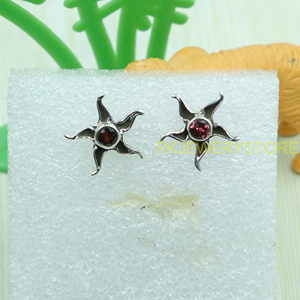 Pendientes de Plata de Ley 925 con Forma de Estrella Radiante, con Granate Natural, Hechos a Mano, Estilo Vintage, Joyería para Mujer, Piedra de Nacimiento de Enero - Product Image 3