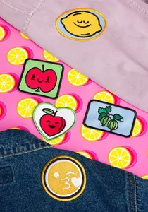 Patch brodé soleil, à coudre, applique circulaire en tissu, patch décoratif fait main - Product Image 4