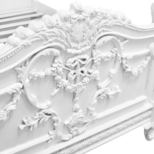 Cadre de lit antique en bois d'acajou avec des sculptures luxueuses et une finition blanche pour une utilisation en intérieur - Product Image 4