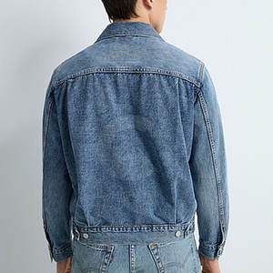 Chaqueta de Mezclilla con Lavado Ácido para Hombre, Chaqueta de Mezclilla Estilosa, Estilo Casual Urbano, Cierre de Botones, Prenda Exterior de Mezclilla a la Moda, Uso Diario - Product Image 6