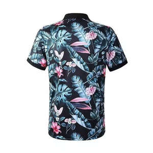 Men's Floral Print Short Sleeve Polo Shirt Breathable Casual Woven <b>Top</b> - Product Image 3