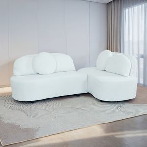 โซฟาผ้ากำมะหยี่สีเบจปี 2021 ด้านซ้ายสำหรับห้องนั่งเล่นของคุณ - Product Image 6