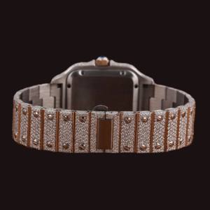 Reloj Personalizado de Primera Calidad con Esfera Blanca, Cristal, Diamantes Moissanite Redondos, Números Arábigos y Caja Cuadrada, Superventas - Product Image 6