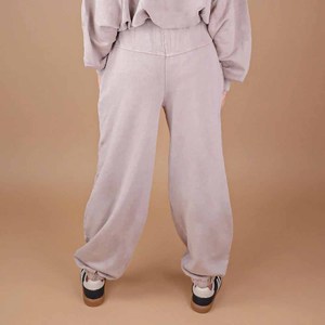 Ensemble tricoté gris 2 pièces pour femme, coupe ample, décontracté, hauts à manches longues et col rond avec poches, pantalon de jogging, toutes saisons - Product Image 3