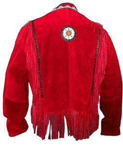 Veste en cuir suédé rouge du Pakistan, style western cowboy, avec franges et perles, style peau de daim, pour Rodeo Ranch, vente en gros personnalisée, vêtements d'extérieur - Product Image 3