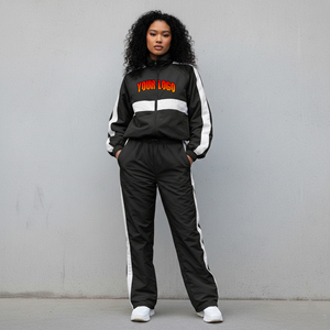 Ensemble de survêtement unisexe écologique avec cordon de serrage, veste et pantalon sportifs, séchage rapide, 100 % nylon, pour le printemps, avec logo imprimé sur le devant et sur le côté - Product Image 4