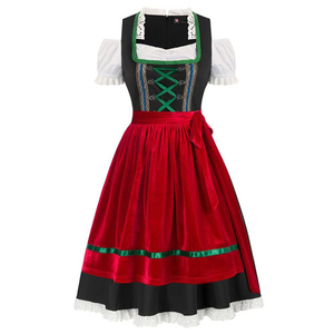 Edelweiss Creek 3-Piece German <b>Oktoberfest</b> Dirndl <b>Dress</b> Black/Red European Clothing for Bavarian Carnival Breathable Embroidery - Product Image 2