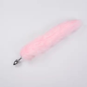 Cola de Zorro, Juguete Sexual para Adultos, Luminoso, Impermeable, de Aleación, con Pelo Artificial, Tapón Anal, Tamaños SML, Rosa/Blanco, para Juegos de Rol Sexuales - Product Image 6