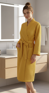 เสื้อคลุมอาบน้ำสำหรับผู้ใหญ่ ELITE ผ้าเทอร์รี่วาฟเฟิล 100% คอตตอน เป็นมิตรกับสิ่งแวดล้อม ระบายอากาศได้ดี แห้งเร็ว แขนสั้น มีกระเป๋า สำหรับผู้ชาย - Product Image 2