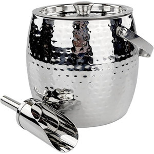 Matte Black Ice Bucket With Lid Scoop <b>T</b>-<b>Bar</b> <b>Handle</b> Double Wall Insulated Wine Cooler For Modern <b>Bar</b> Hotel Home - Product Image 6