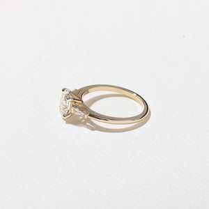 <b>Diamond</b> Solitaire Engagement <b>Rings</b> Three Stone Oval Tapered Baguette Lab Grown 10K 14K Solid Gold Minimalist Unique Wedding Band - Product Image 3