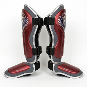 Protège-tibias professionnels en PU bleu clair et rouge, élastiques, ajustables avec fermeture auto-agrippante pour la boxe, équipement de protection pour adultes - Product Image 5