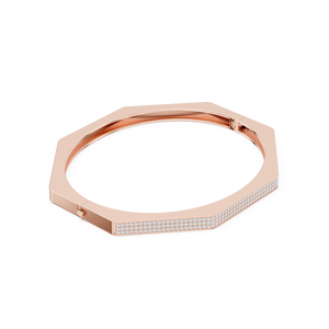 18K Rose Gold Plated Lab Grown Diamond Minimalist Diamond Cuff Bracelet in Rose Gold Slim Pave <b>Set</b> Luxury <b>Bangle</b> for Women - Product Image 4