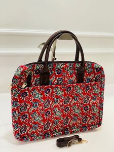 Sac pour ordinateur portable pour femme, imprimé Jaipuri exclusif, bleu zigzag moderne - Product Image 2