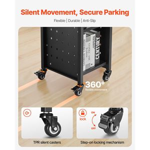 Carrello Porta Libri a L Monofacciale con Ruote, Capacità 100 kg, 32x35x93 cm - Product Image 4