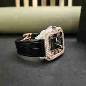 Montre de luxe à diamants pour femme, mouvement à quartz analogique, bracelet en caoutchouc, boîtier carré, style parfait pour toutes les occasions - Product Image 3