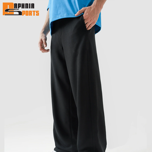 Pantalon de jogging pour homme personnalisé, 100% Coton, grammage lourd, coupe ample et oversize, double taille, jambe large, teint uni, décontracté - Product Image 4