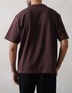T-shirt décontracté pour homme, col rond, manches courtes, couleur unie, 100% coton, coupe classique, design à épaules tombantes - Product Image 3