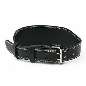 Cinturón de levantamiento de pesas Master Muscle de 4 pulgadas de ancho, recto, de doble punta, de cuero vacuno, antideslizante, transpirable y con soporte ajustable. - Product Image 1