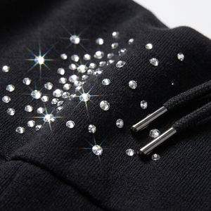 Conjunto de Sudadera con Capucha y Cremallera Personalizado de Poliéster/Algodón de Secado Rápido para Hombre y Mujer, Fabricantes OEM, Chándal de Moda con Pedrería, Color Personalizado - Product Image 6