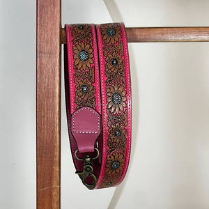 Nouvelles sangles de sac pour femme en cuir véritable fait main, motif tournesol, style western authentique, fermoirs en laiton, pour sac à main - Product Image 4