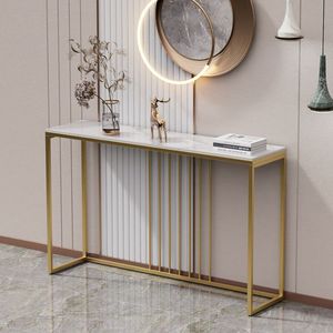Premium Iron <b>Console</b> <b>Table</b> With Marble Surface Stylish Entryway Accent Furniture For Hotel Lobby Decoration Spaces - Product Image 6