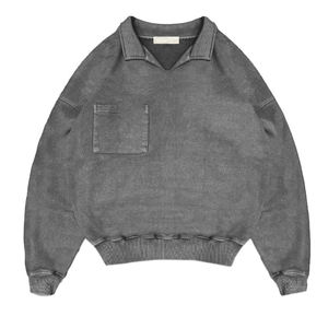 Sweat-shirt personnalisé coupe ample délavé à l'acide 100% coton à manches longues en molleton côtelé pour homme - Product Image 4