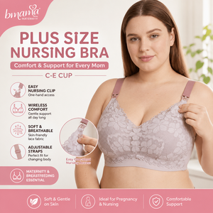 Bmama Plus Size Lace Nursing <b>Bra</b> Wireless Breastfeeding Maternity <b>Bra</b> Front <b>Open</b> Full Cup C E Cup - Product Image 1