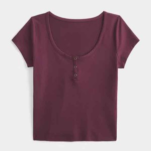 T-shirt pour femme, couleur unie, col rond, manches courtes, coupe ajustée, respirant, en coton et élasthanne, vêtements décontractés, toutes saisons - Product Image 1