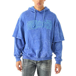 Sweat-shirt à capuche pour homme, vert fluo uni, en molleton bouclette, décontracté, pour l'automne, avec poches, coupe classique, tricoté, respirant - Product Image 2