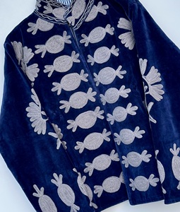 Designer Cotton <b>Velvet</b> Suzani Embroidered Breathable Eco-Friendly Indian Boho Women Winter Long Autumn Hippie Unisex Thick - Product Image 3