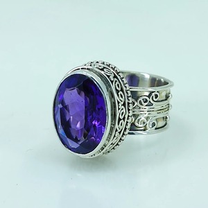 Amethyst <b>Ring</b> Handmade Sterling Silver Bezel Setting Natural Purple Oval Gemstone <b>Boho</b> Jewelry February Birthstone - Product Image 3