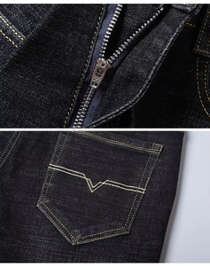 Customized Wholesale <b>Men</b> Jeans Y2K Washed Blank Plain Cotton Spandex Denim Pants Slim Washed <b>Stretch</b> 5 Pockets Straight Jean - Product Image 4