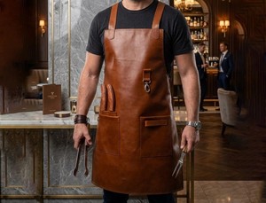 Delantal de Cuero Genuino para Camareros de Restaurantes y Bistrós de Alta Gama - Uniforme Profesional para Personal de Servicio con Protección Antiolores - Product Image 3