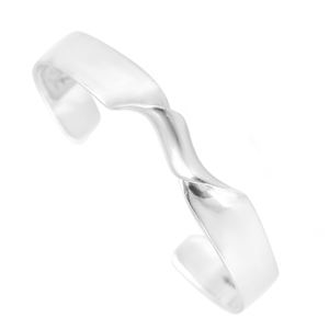 Silver Mountain 925 Sterling Silver Twisted Wave <b>Charm</b> Bracelet Cute Open Kada High Polish Finish Unisex/Women's 30g - Product Image 2