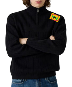 Suéter de punto de lana para hombre, de alta calidad, estilo casual, con media cremallera, cuello almohada, color liso, teñido, nuevo estilo, para invierno - Product Image 1