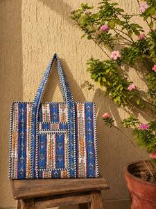 Sac fourre-tout en coton imprimé à la main pour femmes, sac fourre-tout indien matelassé écologique, accessoires de vacances - Product Image 2