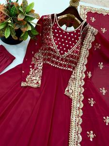 TENNECY - Juego de Pañuelos de Georgette para Mujer, Diseño Elegante, Estampado Sólido, Reversible, Sin Arrugas, de Secado Rápido, para Fiestas, Bodas, Diwali, Uso Diario - Product Image 5