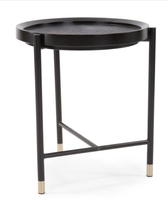 Table basse ronde moderne en métal noir avec plateau d'appoint, durable et facile à nettoyer pour salon et chambre à coucher