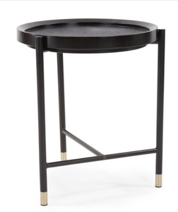 Table basse ronde moderne en métal noir avec plateau d'appoint, durable et facile à nettoyer pour salon et chambre à coucher - Product Image 1