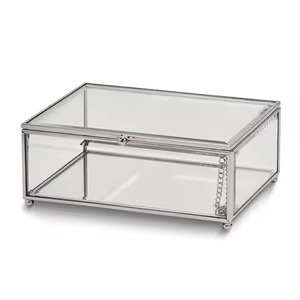 Stylish Metal & Glass Jewelry <b>Box</b> Elegant <b>Trinket</b> Storage Organizer for Rings Earrings Necklace Bracelet Bedroom Dresser - Product Image 5