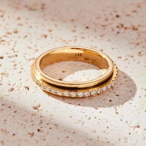 Anillo de Eternidad de Oro Sólido de 14K con Diamante Cultivado en Laboratorio, Corte Brillante Redondo, 0.50 Quilates, Certificado IGI, para Aniversario - Product Image 3