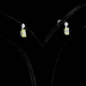 Boucles d'oreilles pendantes en émeraude jaune vif cultivée en laboratoire, certifiées IGI, avec diamant rond, or 10K 14K 18K, bijoux fins - Product Image 2