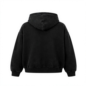 Sweat-shirt à capuche noir pour homme AVENTRA, coupe ample, en coton French Terry, décontracté, pour l'automne, avec logo sur le devant et poche - Product Image 3
